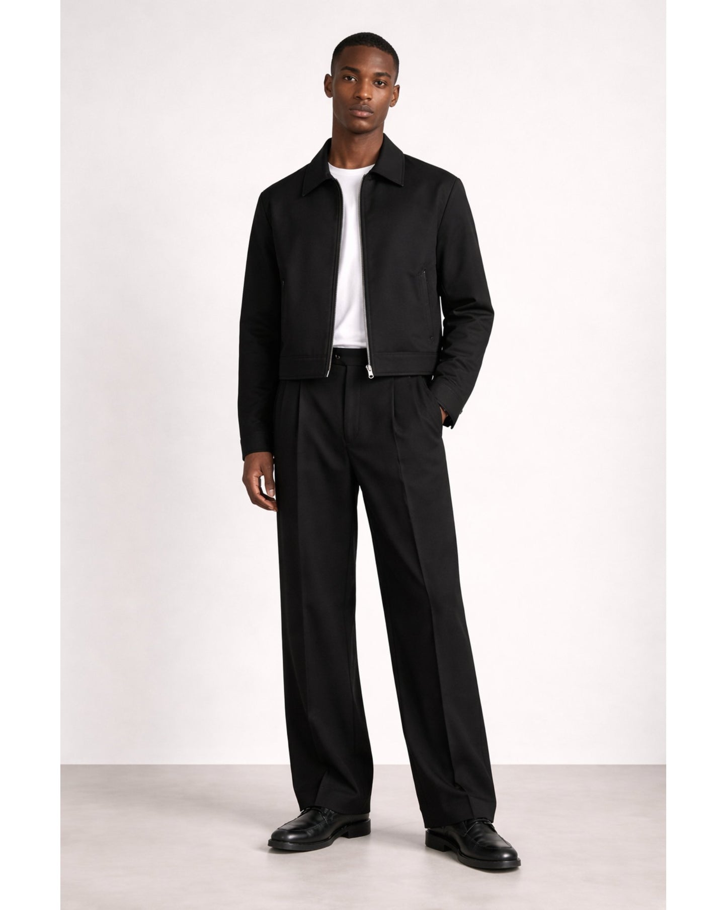 Signature Wide Leg Baggy Trousers - Black