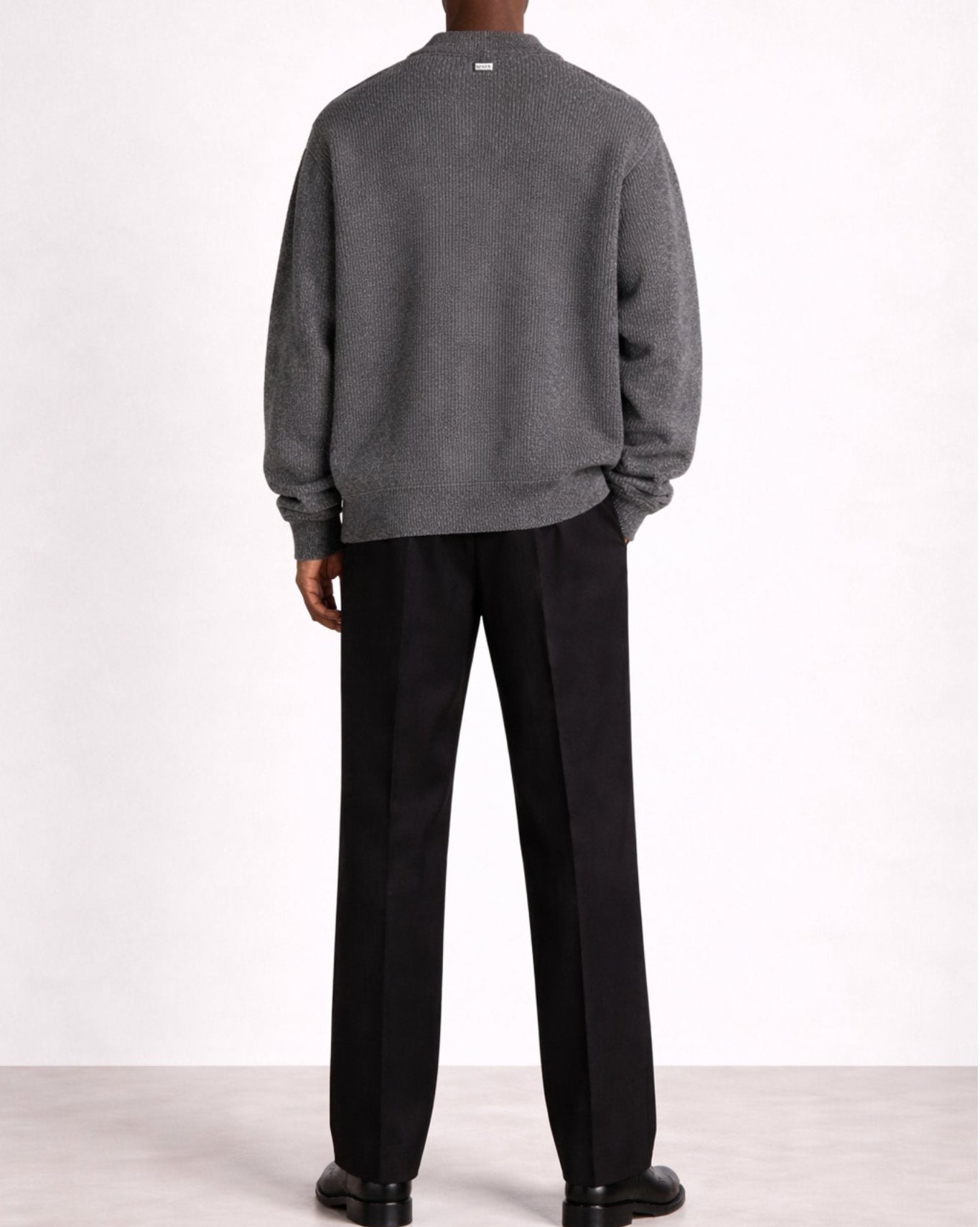 Oversized Ribbed Knit Cardigan - Charcoal