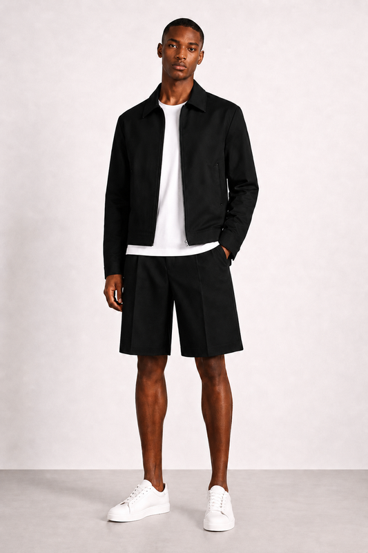 Signature Wide Leg Tailored Shorts - Black