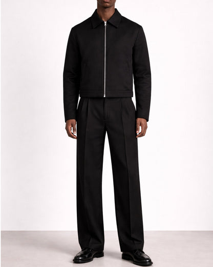 Signature Wide Leg Baggy Trousers - Black
