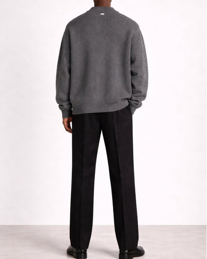Oversized Ribbed Knit Cardigan - Charcoal