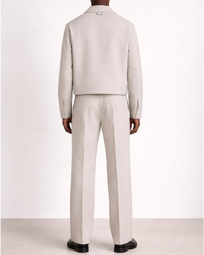 Signature Wide Leg Baggy Trousers - Stone