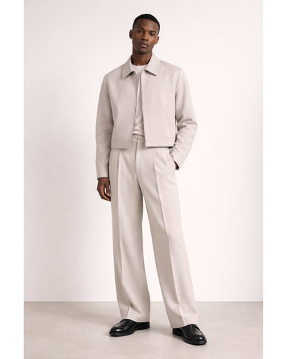 Signature Wide Leg Baggy Trousers - Stone