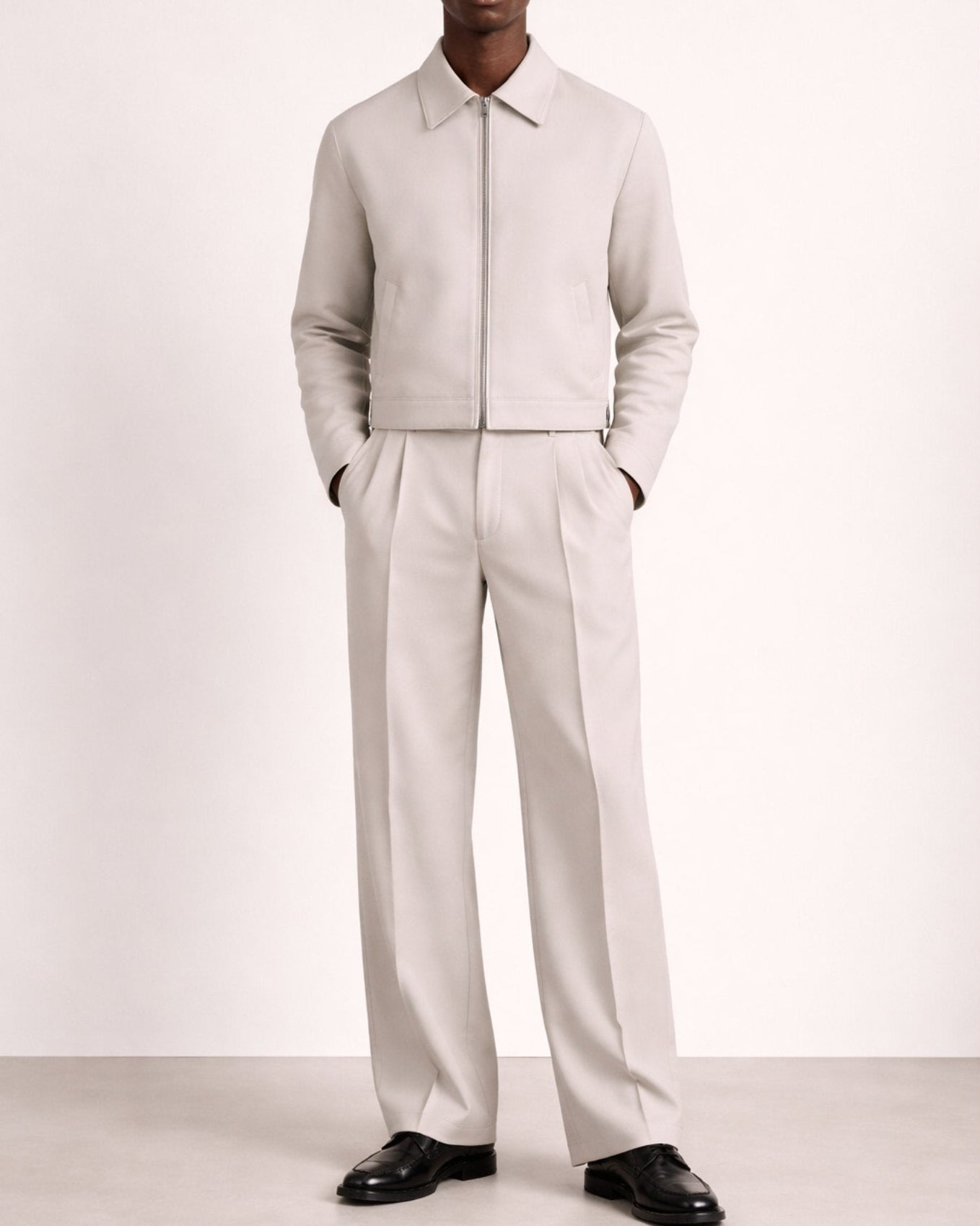 Signature Wide Leg Baggy Trousers - Stone