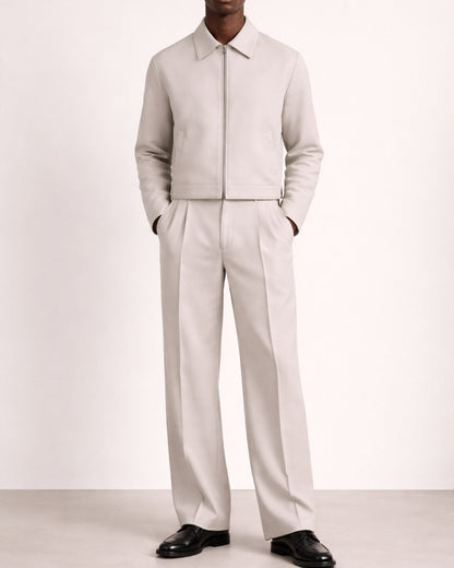 Signature Wide Leg Baggy Trousers - Stone