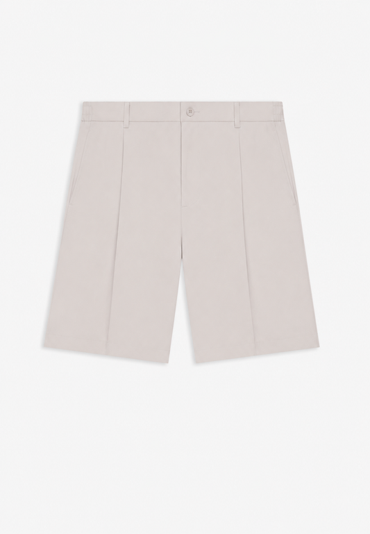 Signature Wide Leg Tailored Shorts - Stone
