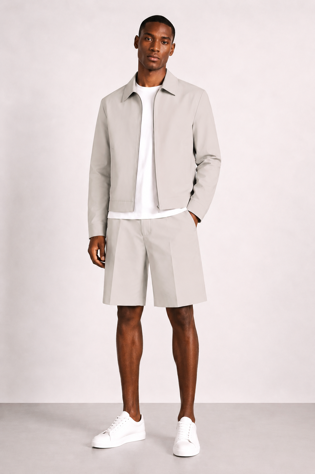 Signature Wide Leg Tailored Shorts - Stone