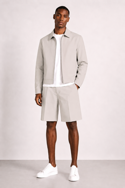 Signature Wide Leg Tailored Shorts - Stone